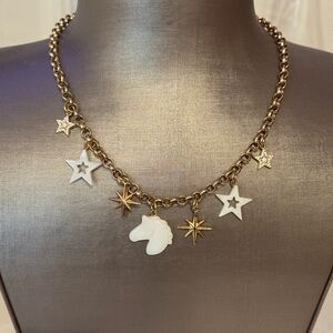 Gold and White Charm Necklace